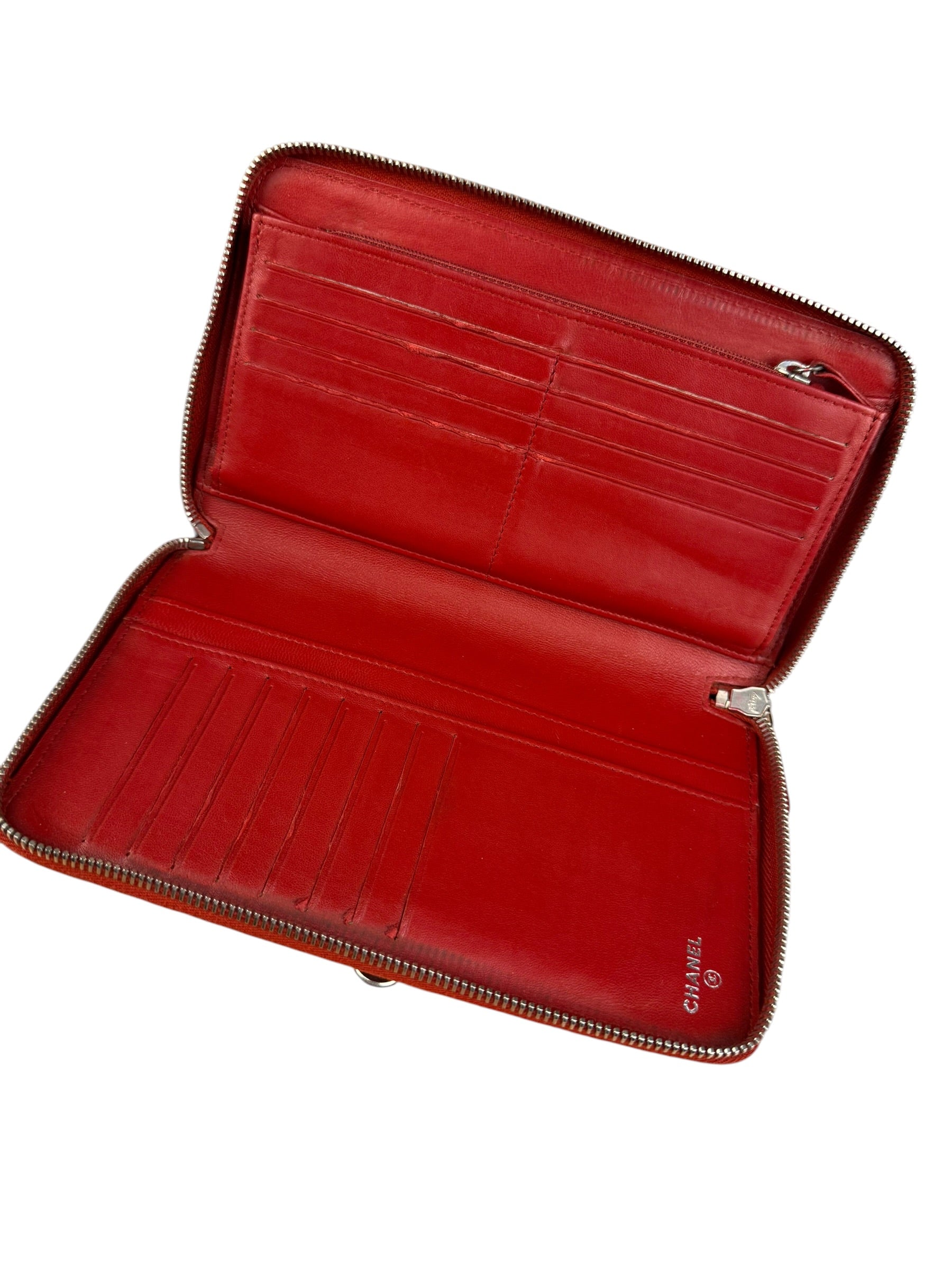 Chanel Red Quilted Leather Long Organizer Wallet 2010