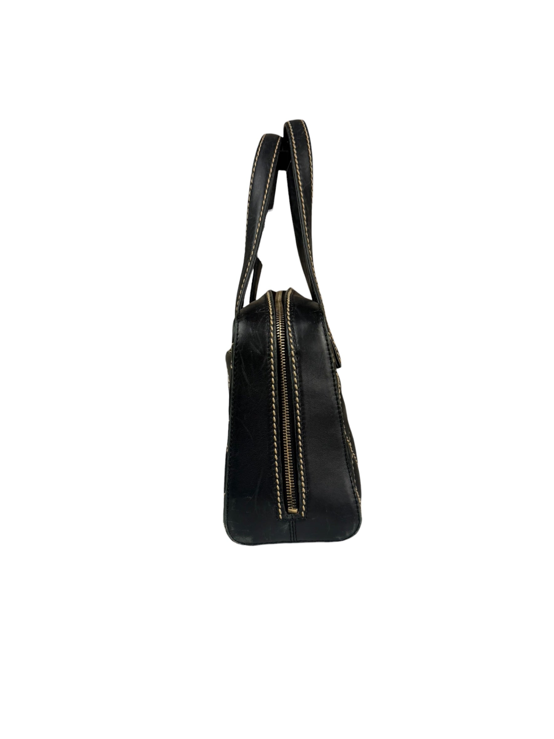 Chanel Black Quilted Leather Wild Stitch Bowler Bag 2003