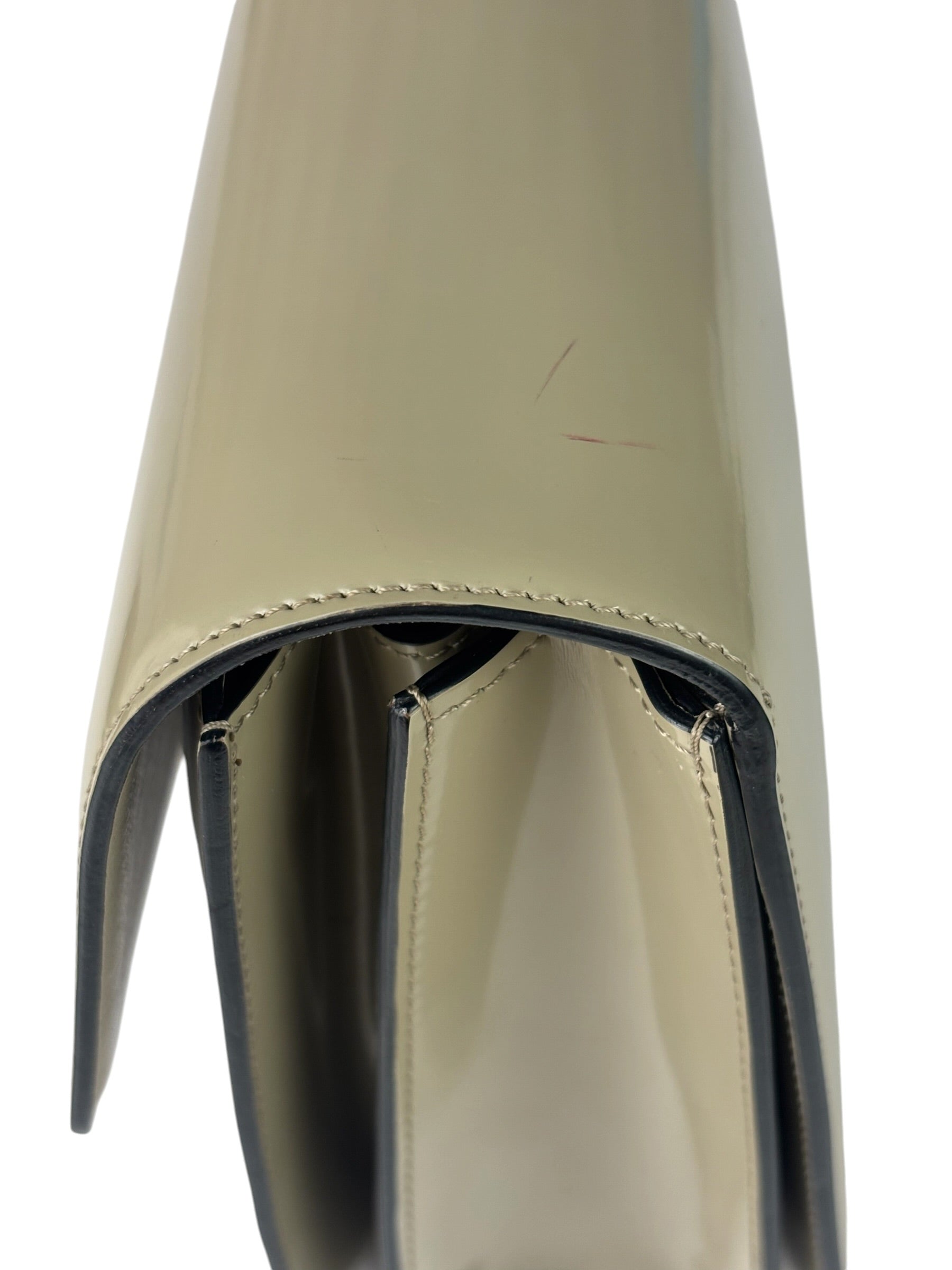 Celine Light Beige Patent Leather Classic Box Shoulder Bag