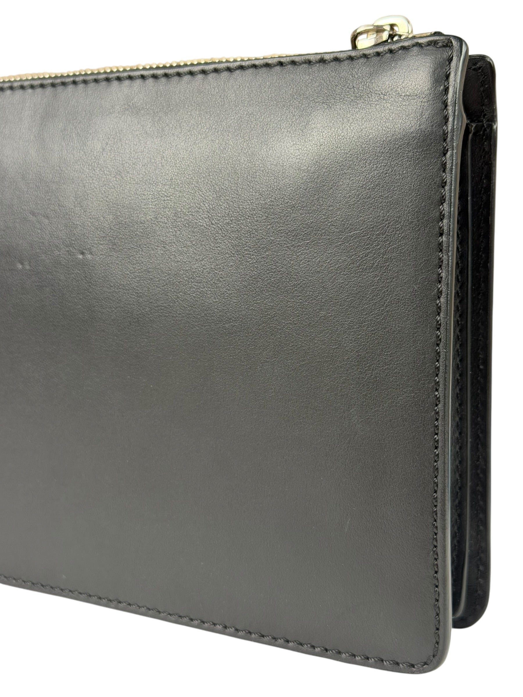 Fendi Black Leather Think Fendi Clutch