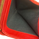 Yves Saint Laurent Red Leather Bifold Zip Mini Wallet