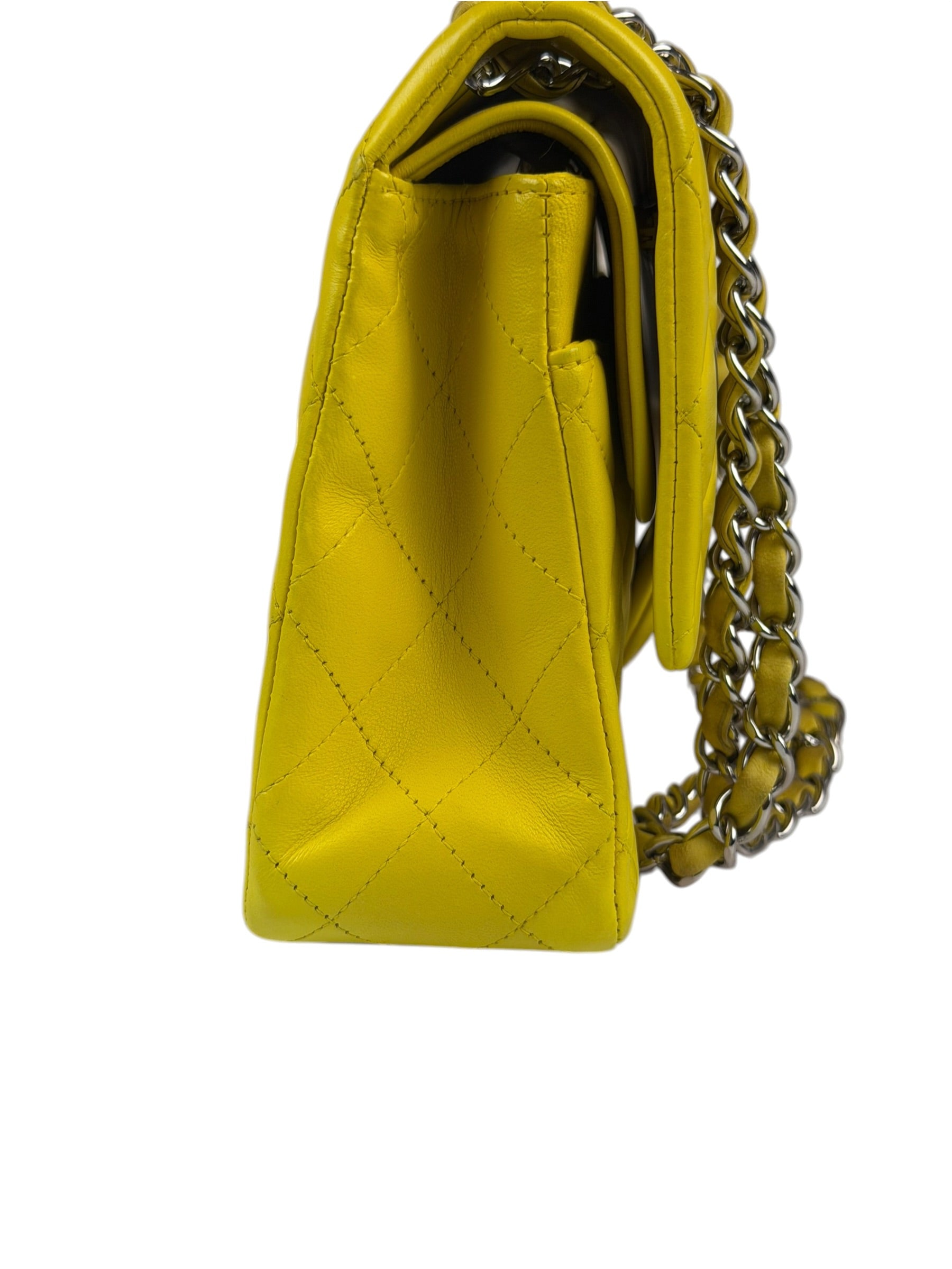 Chanel Yellow Quilted Lambskin Double Flap Bag 2009