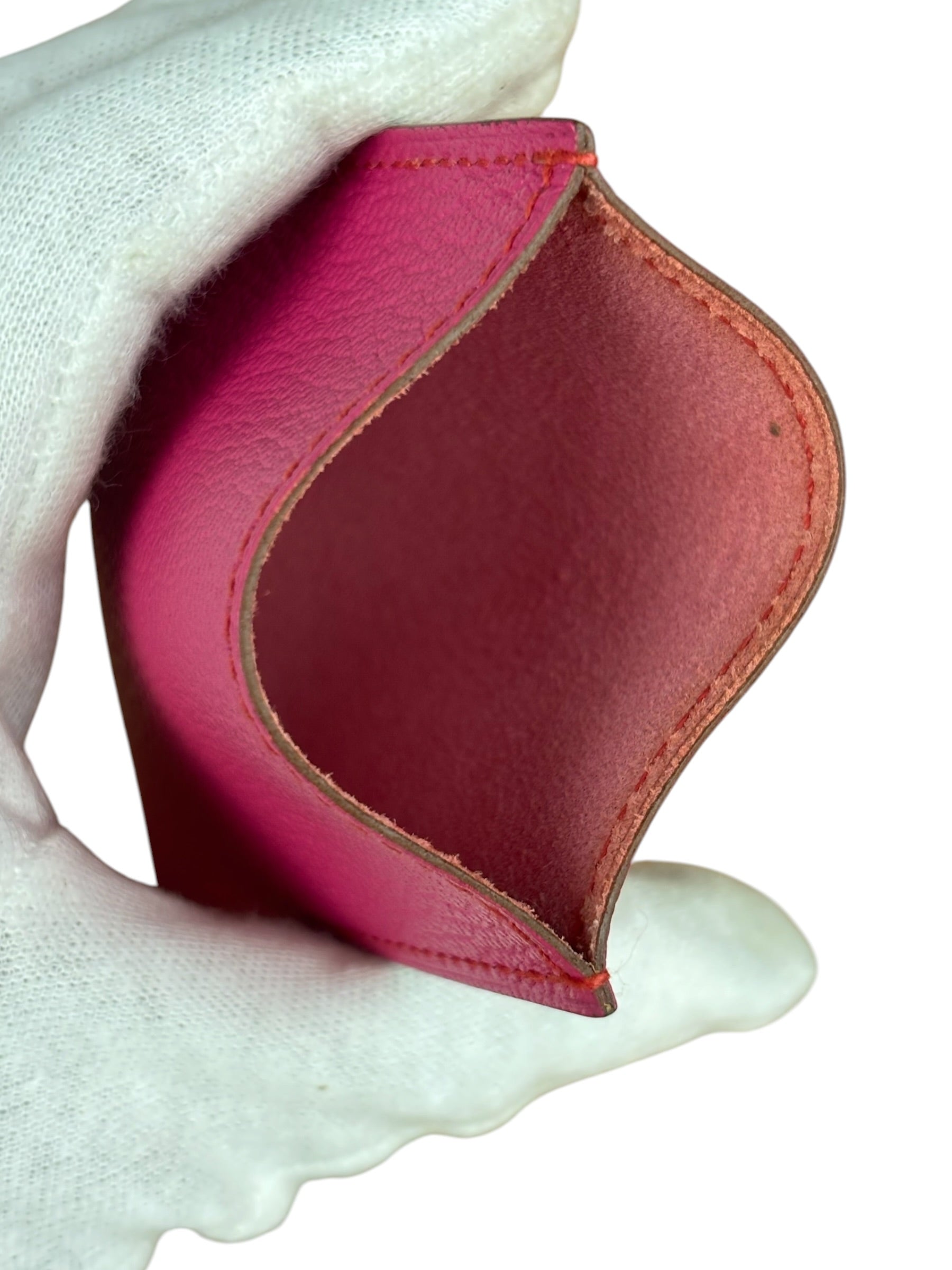Hermes Pink Leather Card Holder