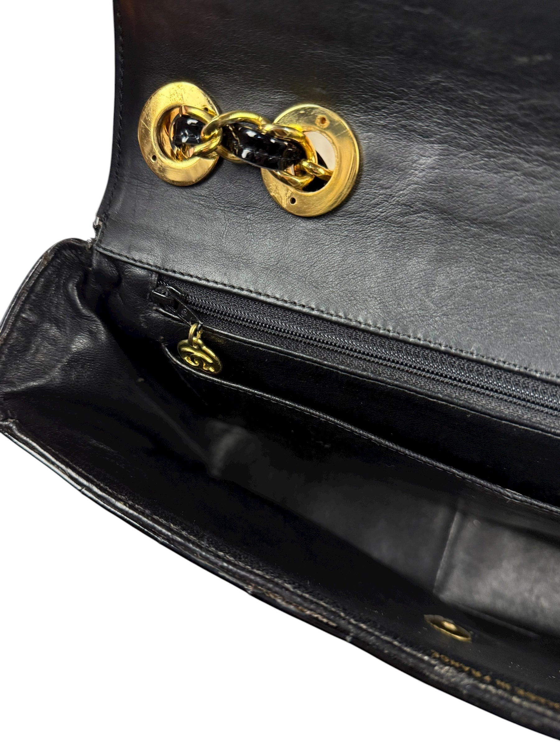 Chanel Black Patent Mademoiselle Single Flap Bag '95