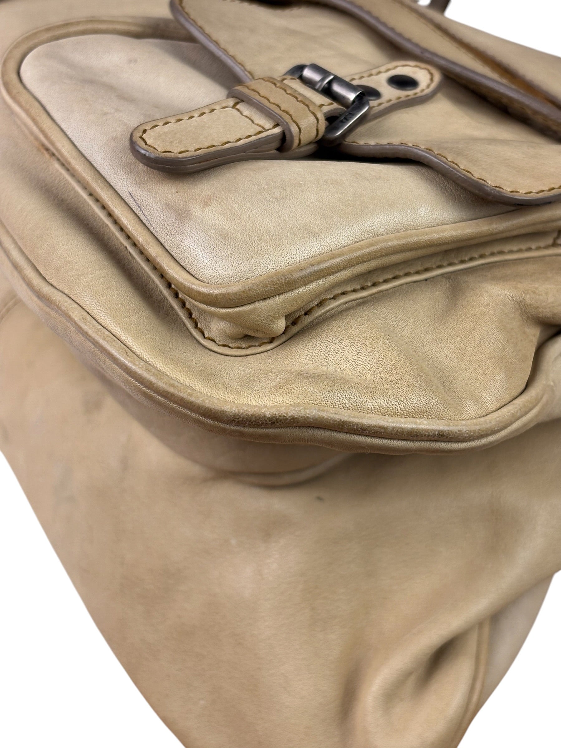 Christian Dior Beige Large Gaucho Double Saddle Shoulder Bag