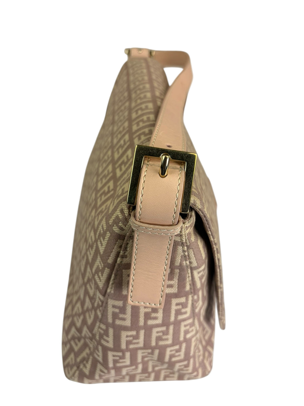 Fendi Peach Leather Trim Zucca Mamma Baguette
