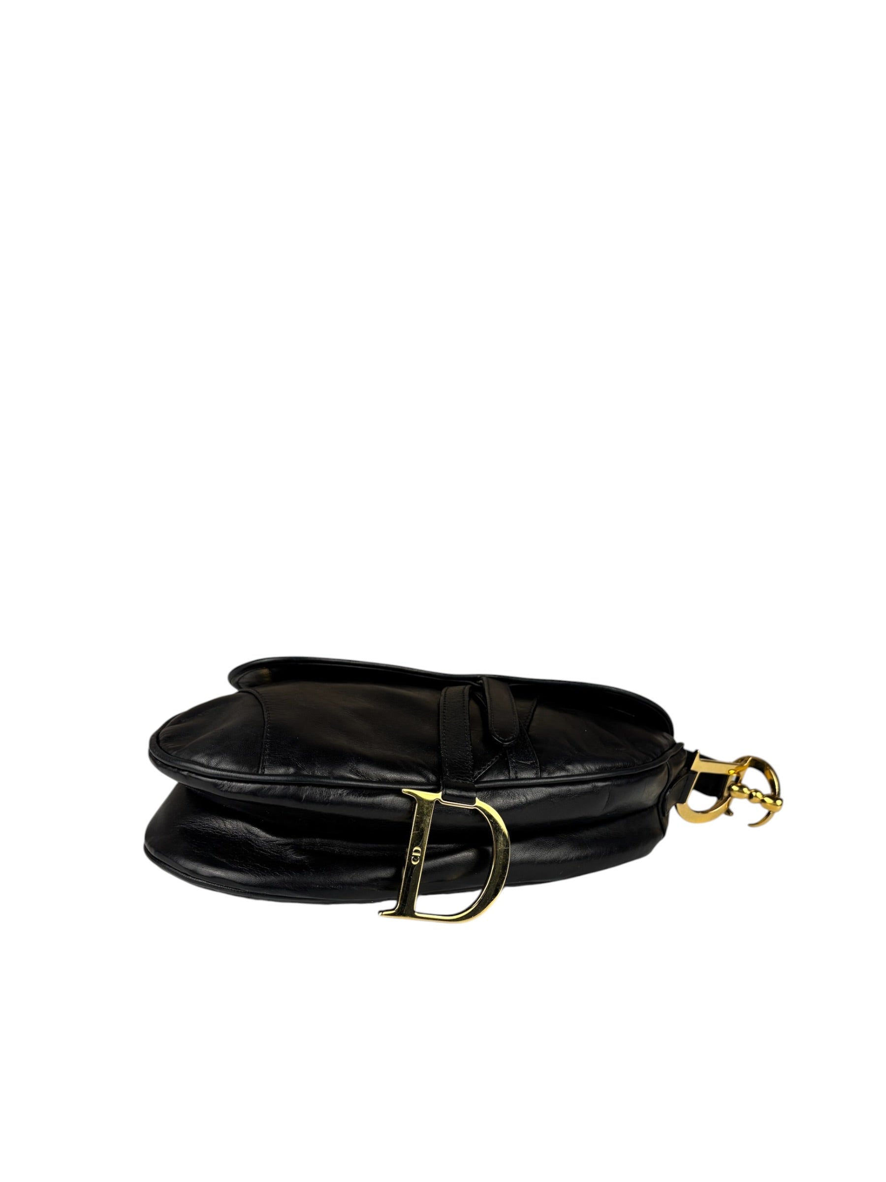 Christian Dior Black Calfskin Saddle Shoulder Bag