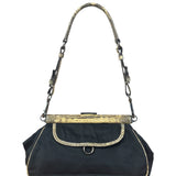 Prada Vintage Tessuto Lucertola Black Lizard Shoulder Bag