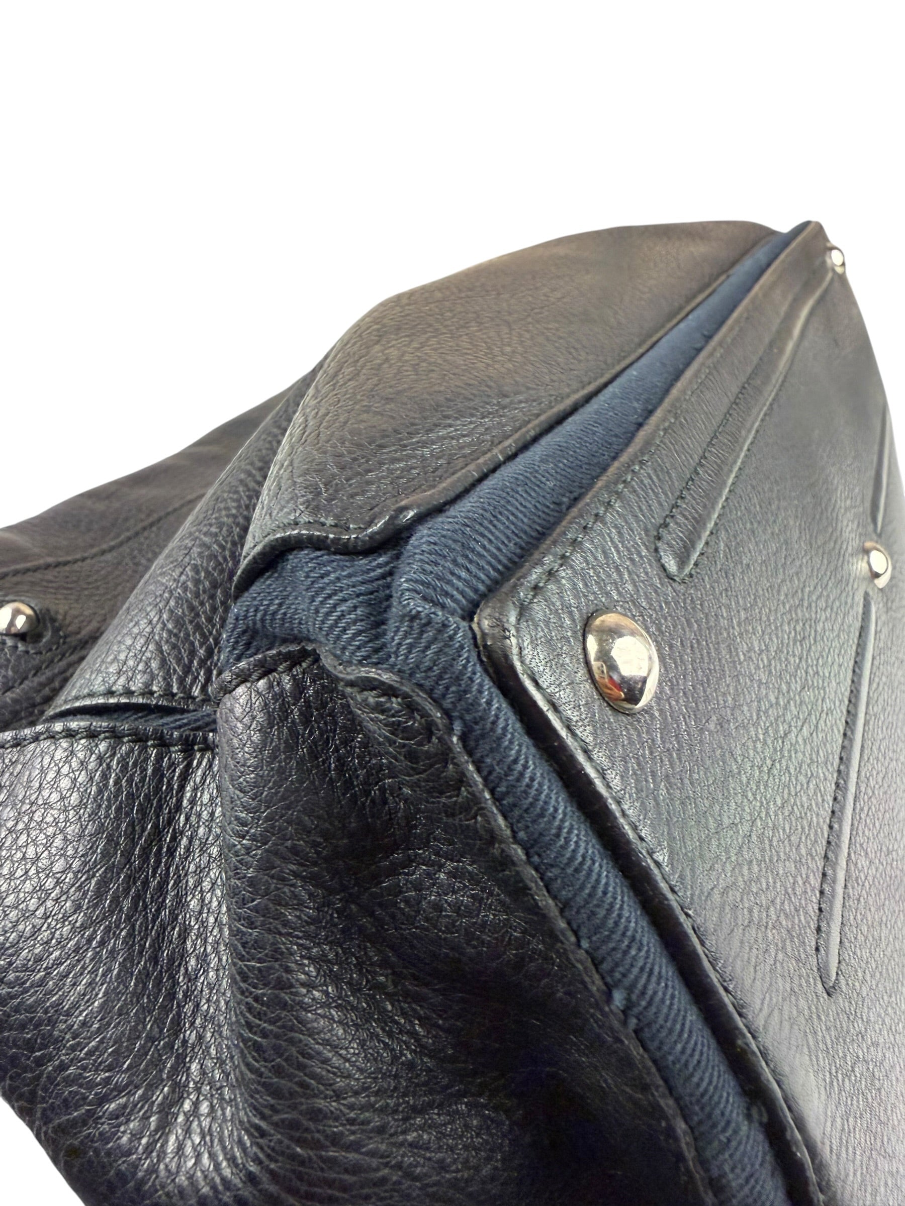 Saint Laurent Vintage Black Leather Top Handle Bag