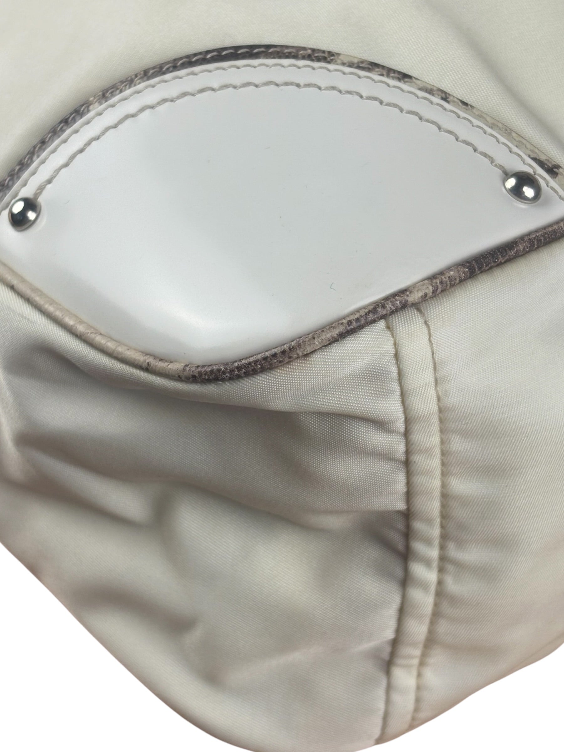 Prada White Tessuto Nylon Leather Trim Shoulder Bag