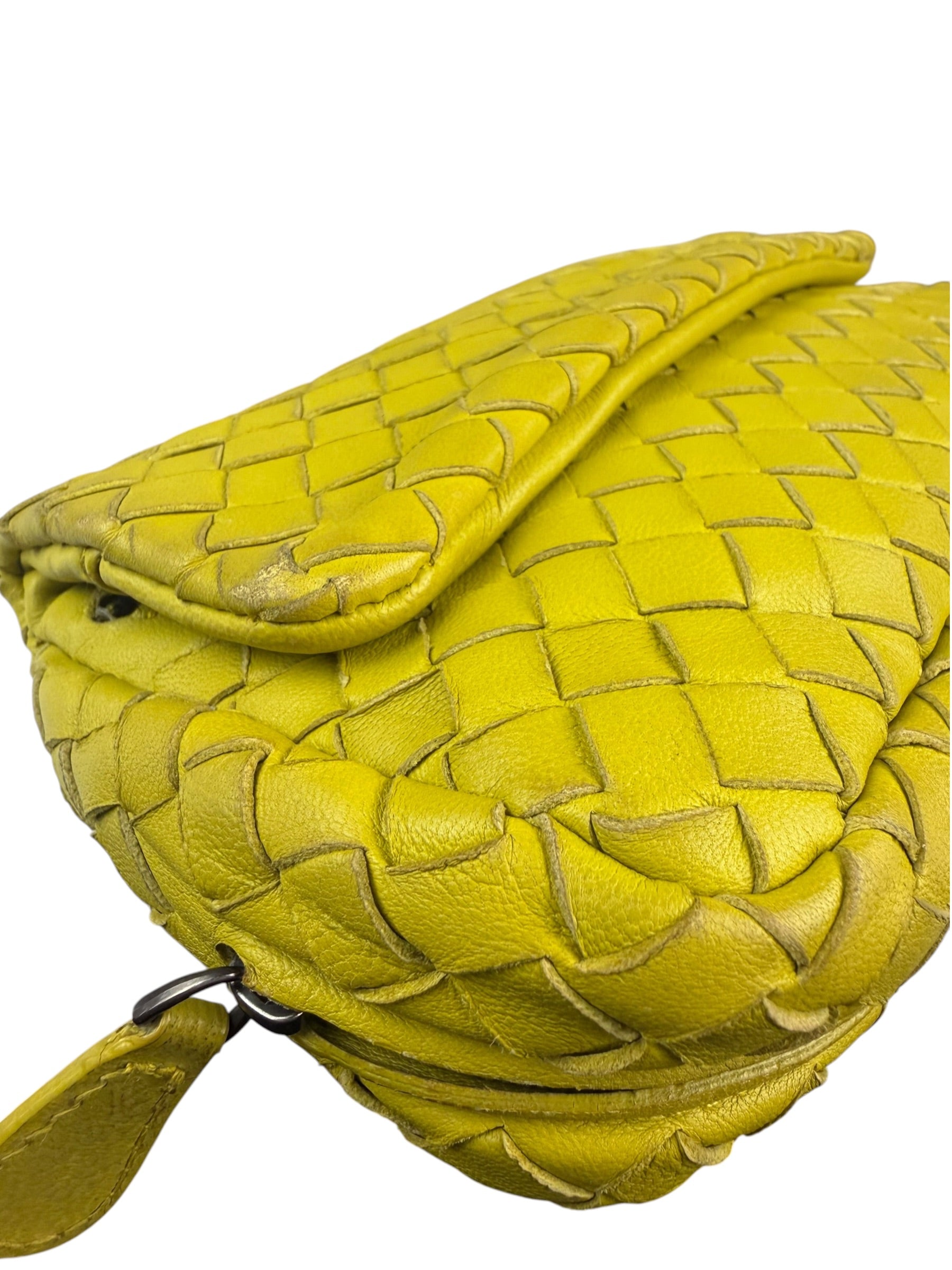 Bottega Veneta Olimpia Yellow Intrecciato Mini Chain Flap Crossbody