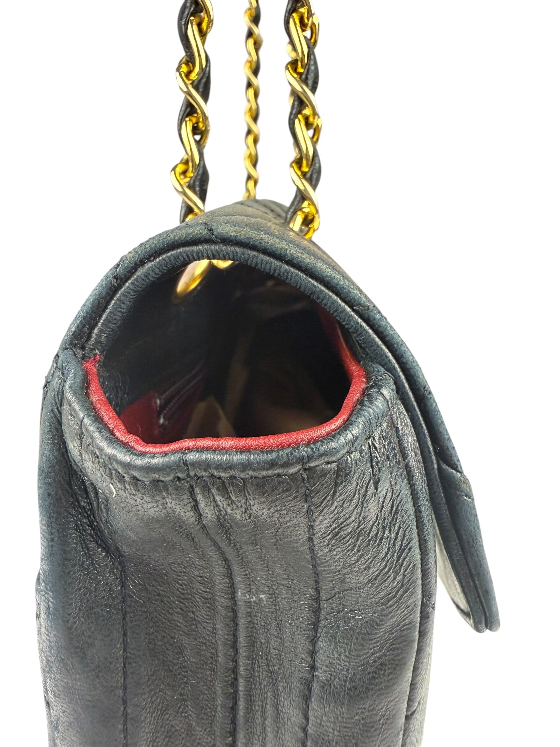 Chanel Black Quilted Lambskin Half Moon Flap 1989
