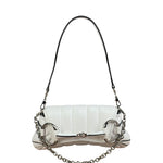 Gucci White Quilted Metelasse Leather Horsebit Chain Shoulder Bag