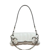Gucci White Quilted Metelasse Leather Horsebit Chain Shoulder Bag