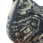 Balenciaga Black/White Leather Le Cagole Graffiti Shoulder Bag