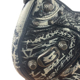 Balenciaga Black/White Leather Le Cagole Graffiti Shoulder Bag