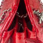 Chanel Red Patent Quilted Leather Large Just Mademoiselle Bowling Bag