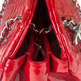 Chanel Red Patent Quilted Leather Large Just Mademoiselle Bowling Bag