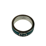 Gucci SS Silver & Turquoise Enamel Band Ring