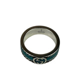 Gucci SS Silver & Turquoise Enamel Band Ring