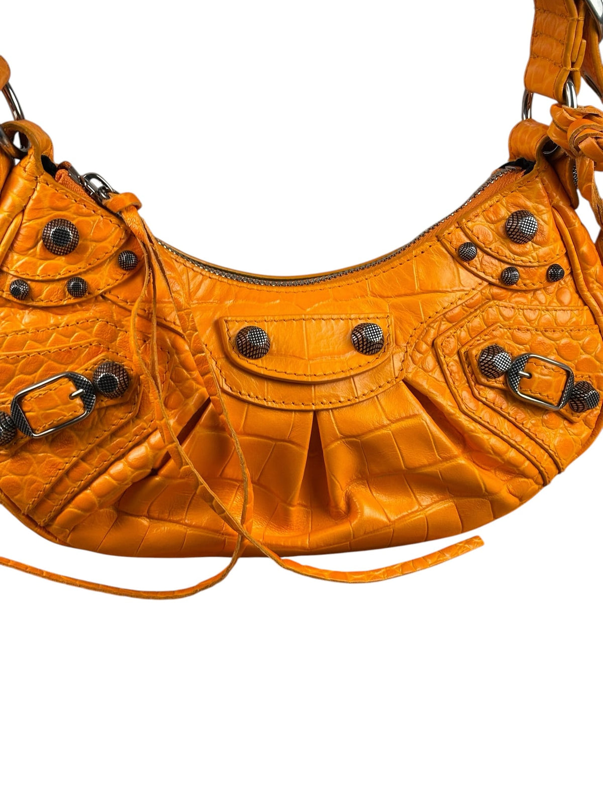 Balenciaga Orange Leather Moto City Bag