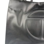 Telfar Black Leather Unisex Shopping Bag