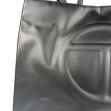 Telfar Black Leather Unisex Shopping Bag