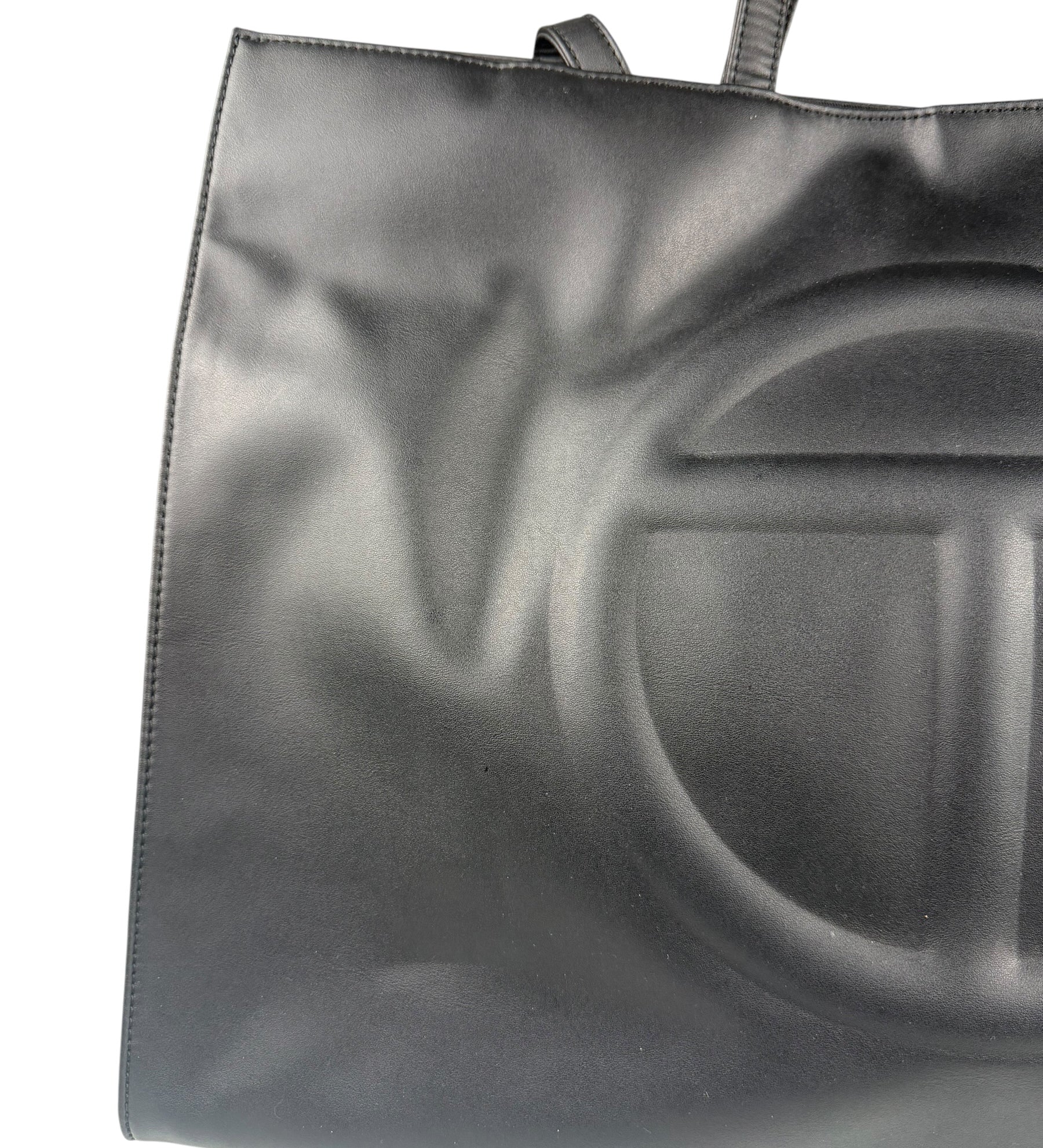 Telfar Black Leather Unisex Shopping Bag