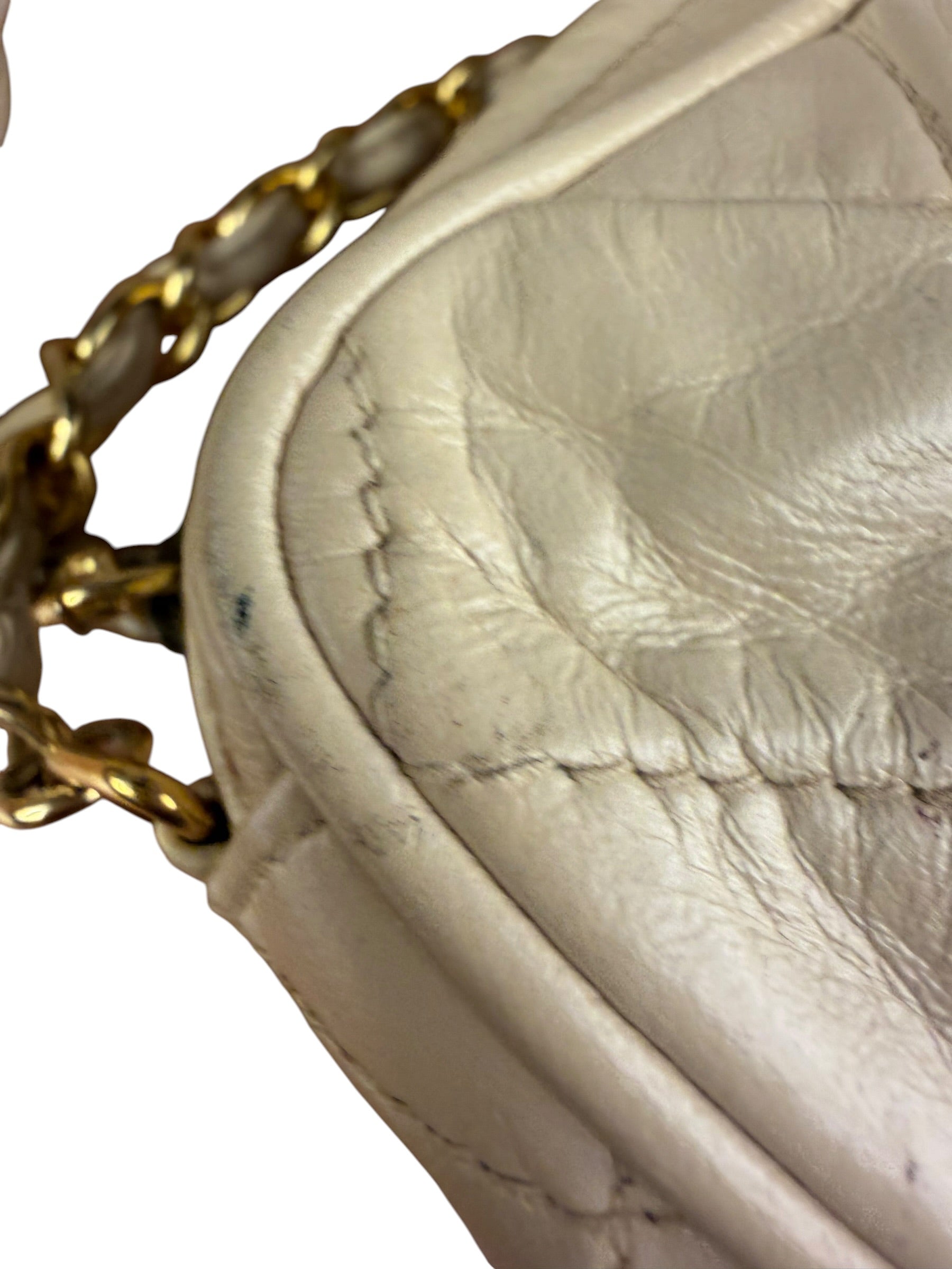 Chanel Beige Quilted Leather Chain Shoulder Bag