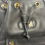 MCM Vintage Black Leather Studded Drawing Backpack