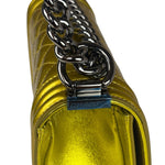 Chanel Metallic Yellow Quilted Patent Leather Mini Boy Flap Bag 2014