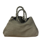 Bottega Venta Vintage Olive/Brown Canvas Large Shopper Shoulder Bag