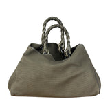 Bottega Venta Vintage Olive/Brown Canvas Large Shopper Shoulder Bag
