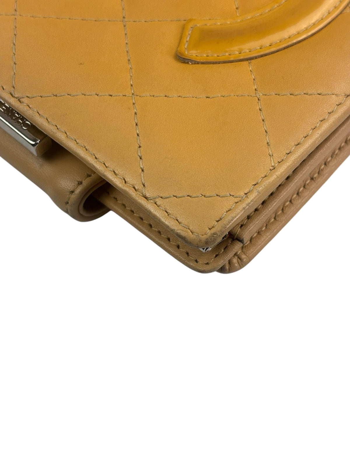 Chanel Beige Quilted Leather Cambon Line Bifold Wallet 2005