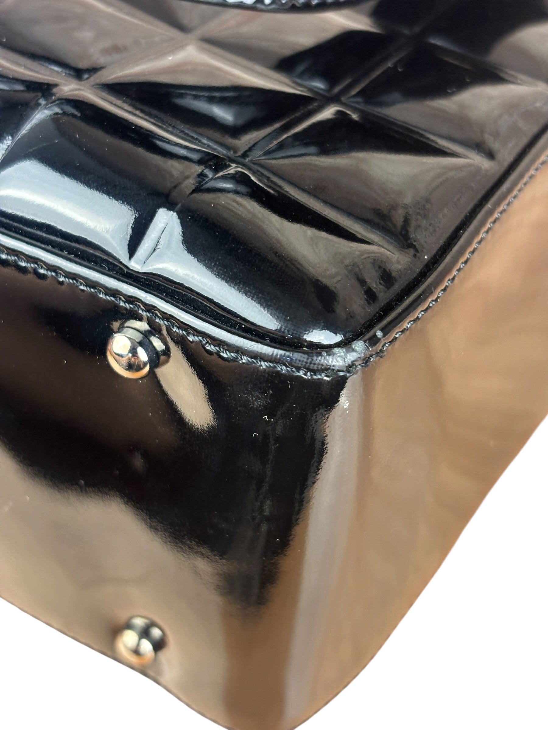 Chanel Black Patent Chocolate Bar Shoulder Tote 2002