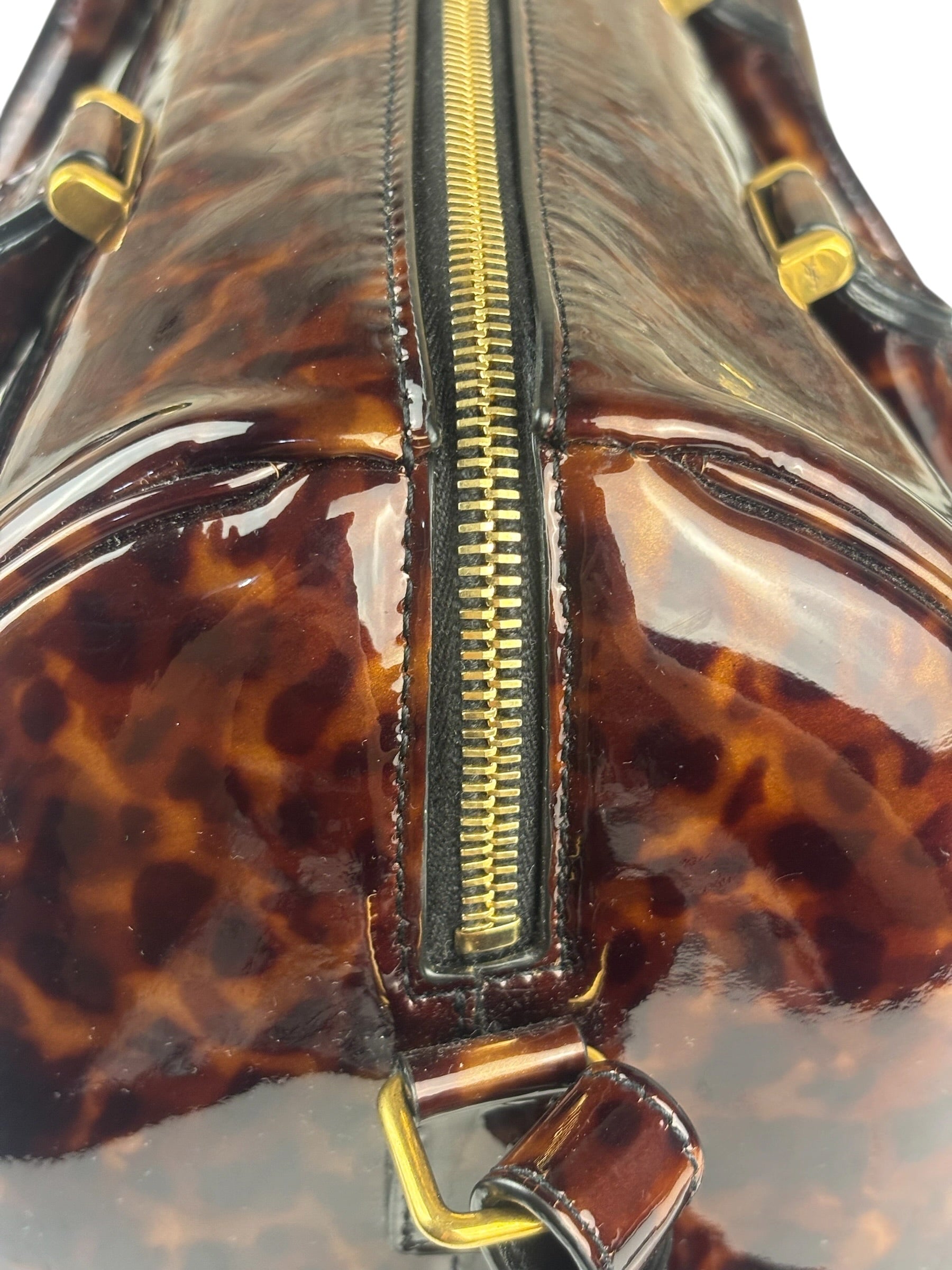 YSL Patent Leather Tortoise Shell Duffle