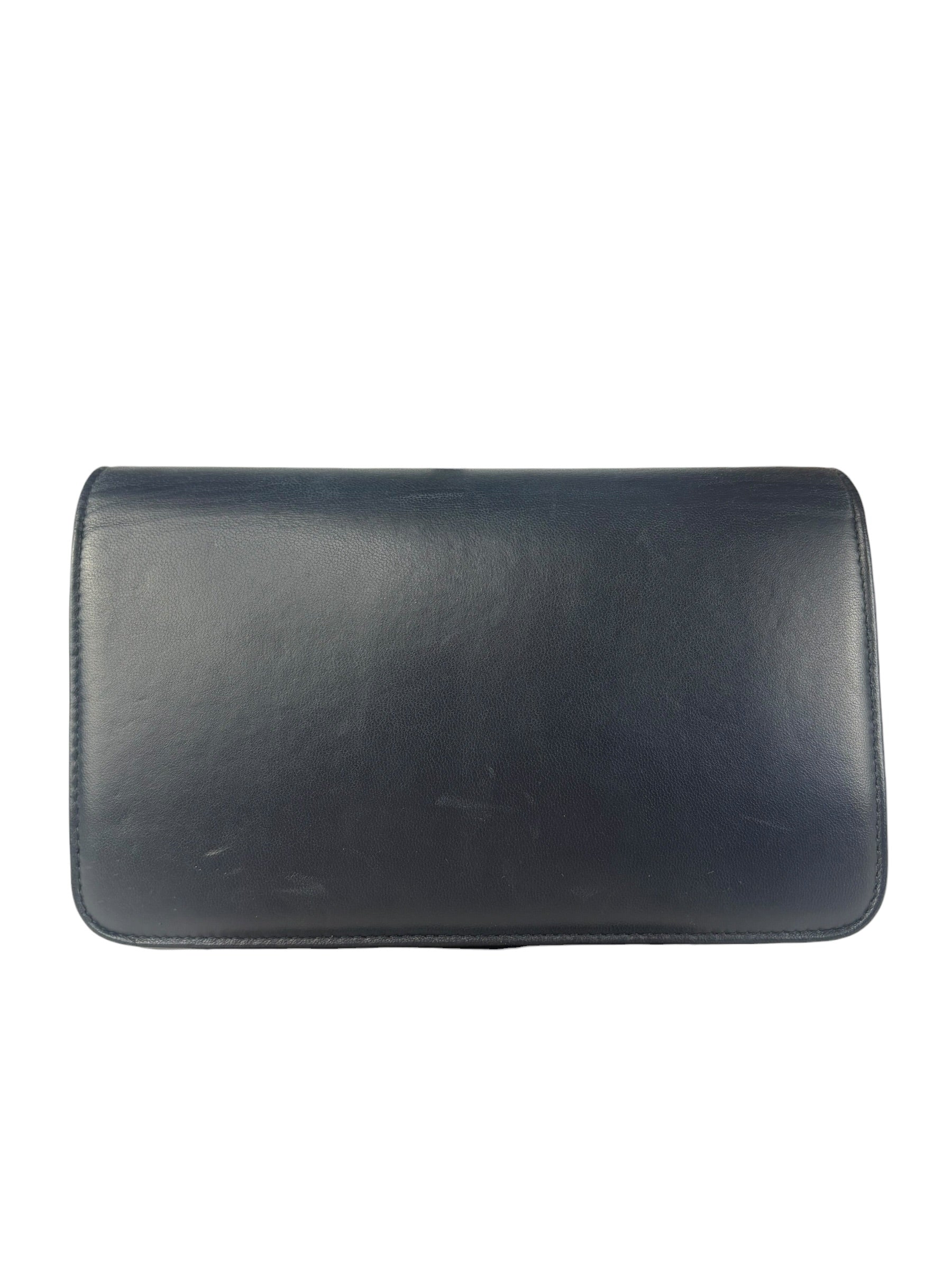 Fendi Black Leather F Logo Zip-Around Long Wallet