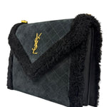 YSL Bicolor Quilted-Suede Shearling Gaby Shoulder Bag