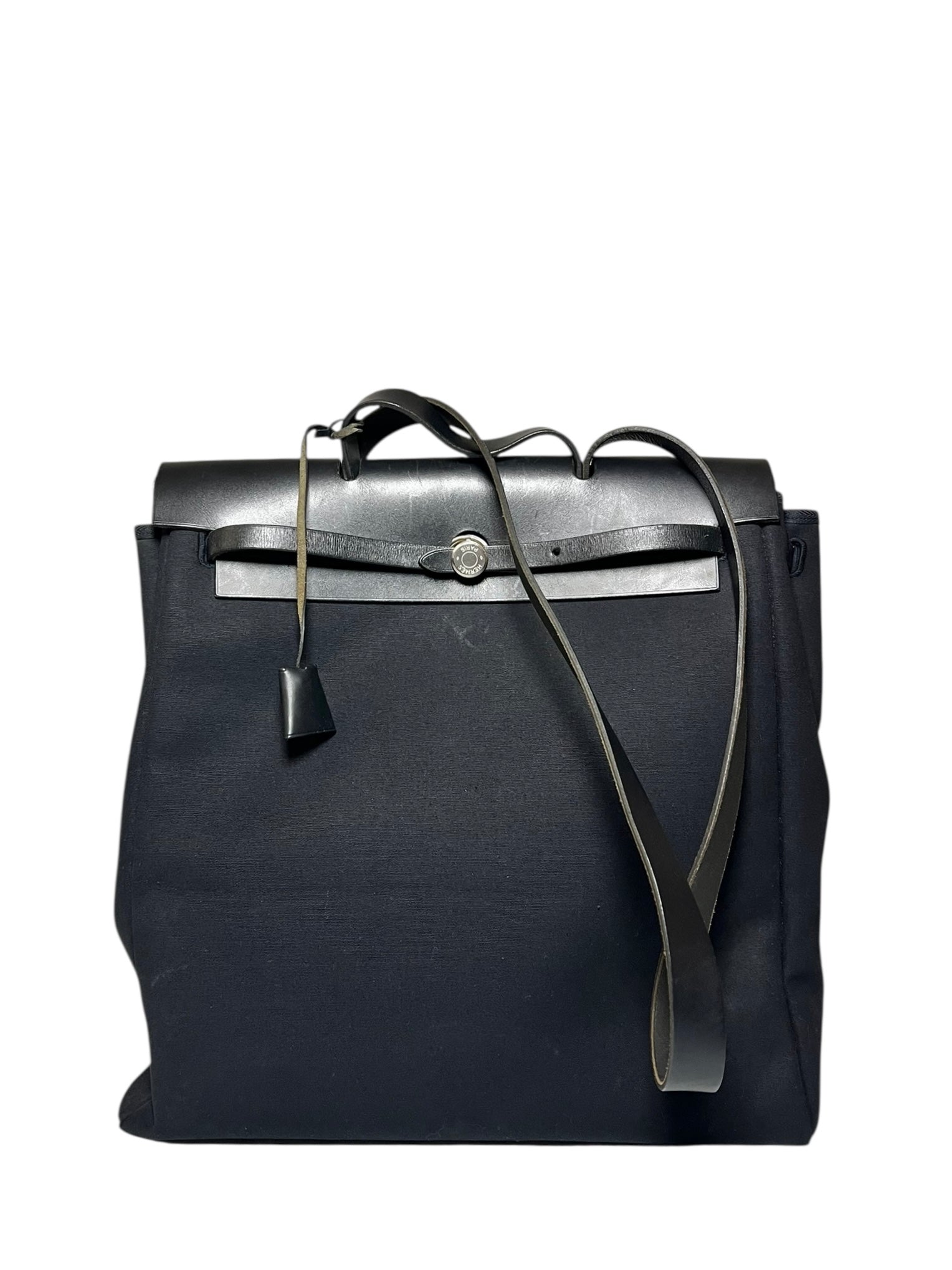 Hermes Black Toile Herbag 39 Handbag