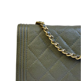 Chanel Olive Green Quilted Caviar Boy Flap Wallet On Chain 2017