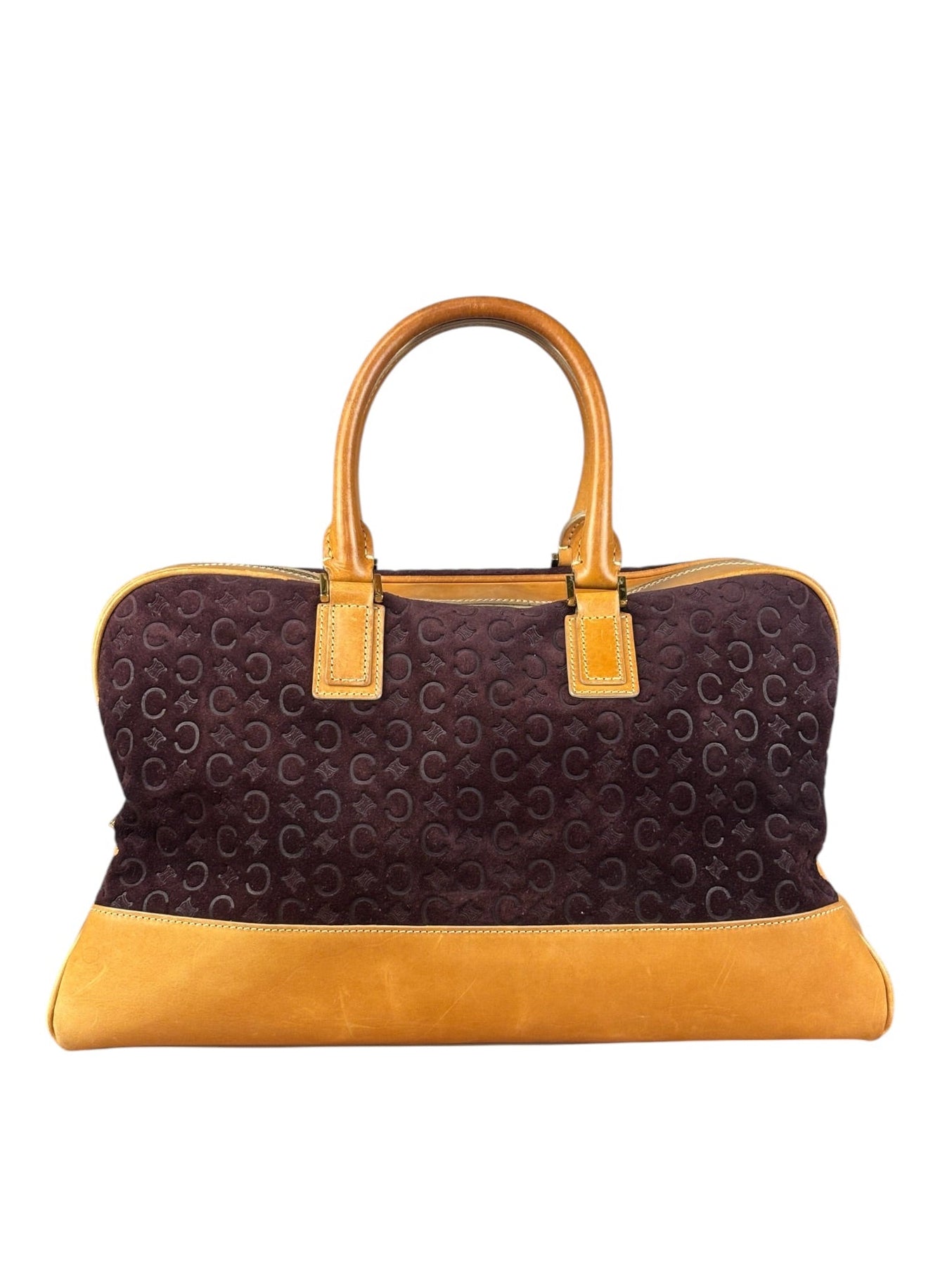 Celine Vintage Suede Macadam Leather Bowler Bag