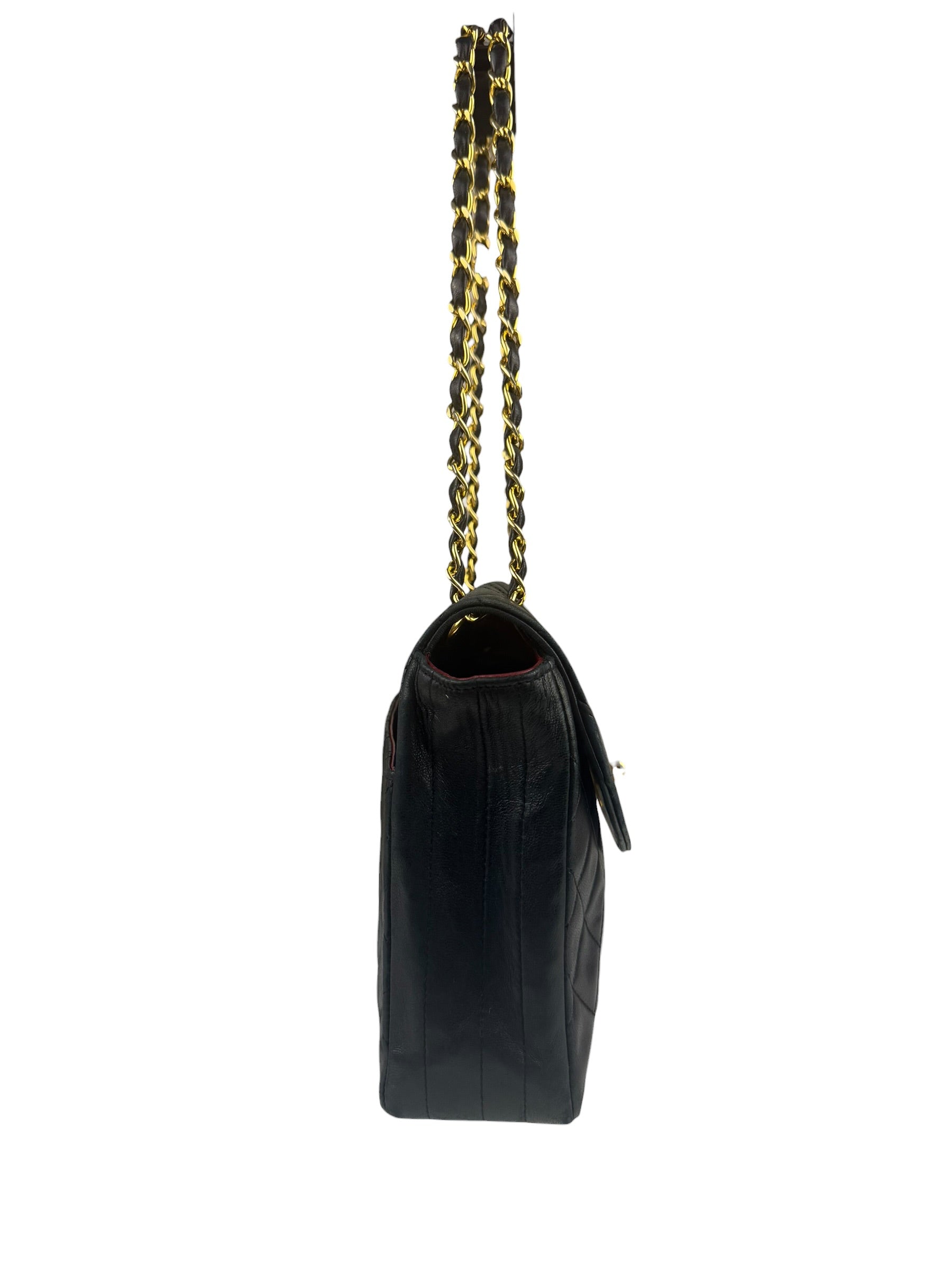 Chanel Black Quilted Lambskin Half Moon Flap 1989