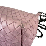 Bottega Veneta Baby Pink Leather Intrecciato Embroidered Flap Bag