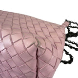 Bottega Veneta Baby Pink Leather Intrecciato Embroidered Flap Bag