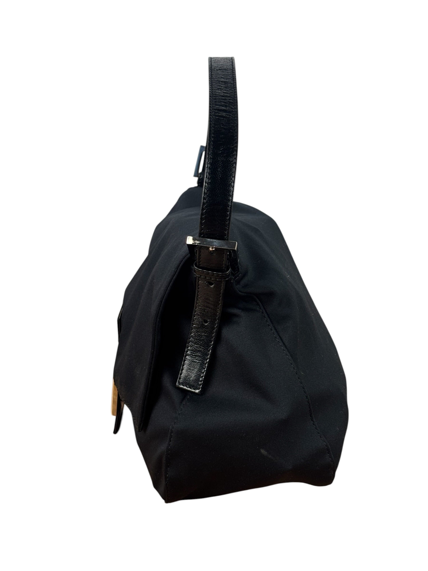 Fendi Black Leather Trim Mamma Baguette