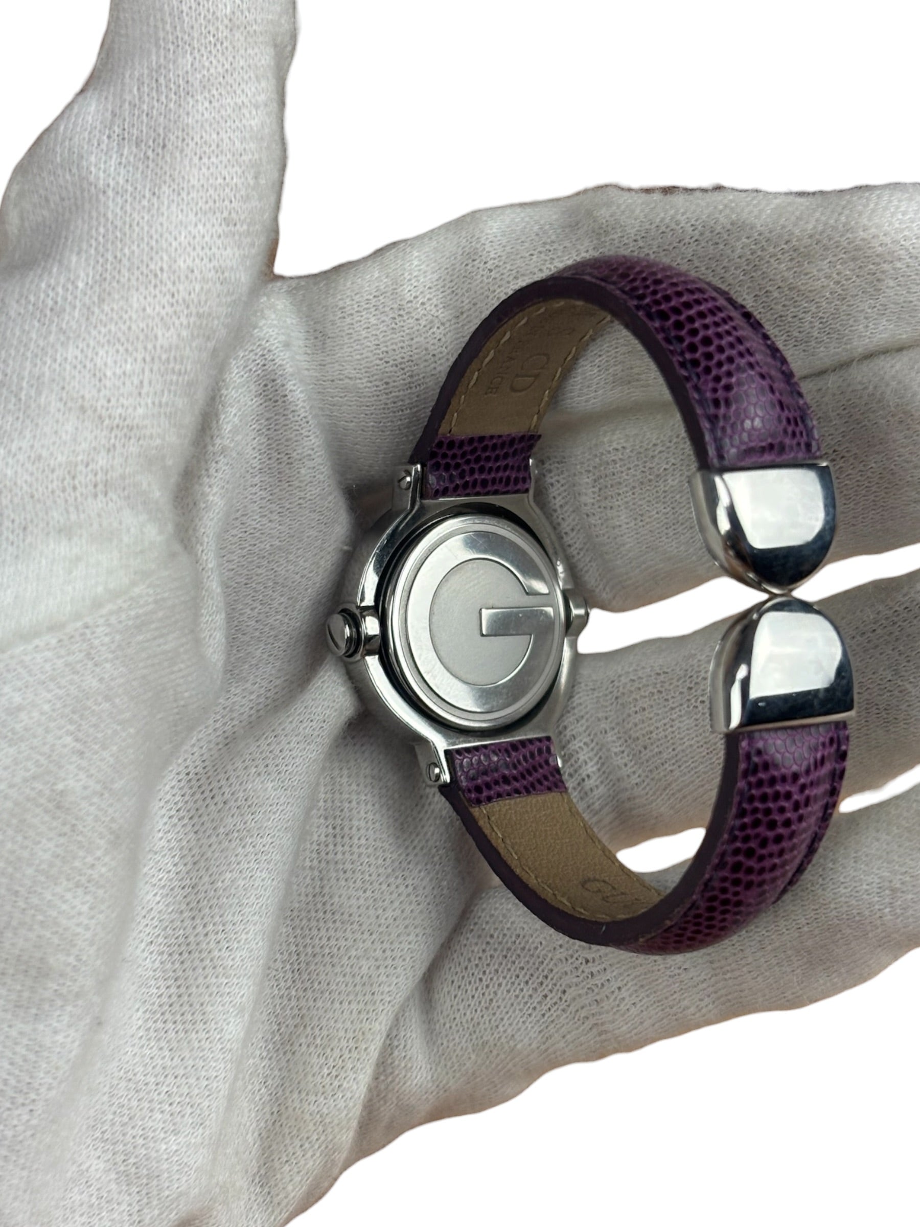 Gucci 6600L Turn Face Purple Leather Strap