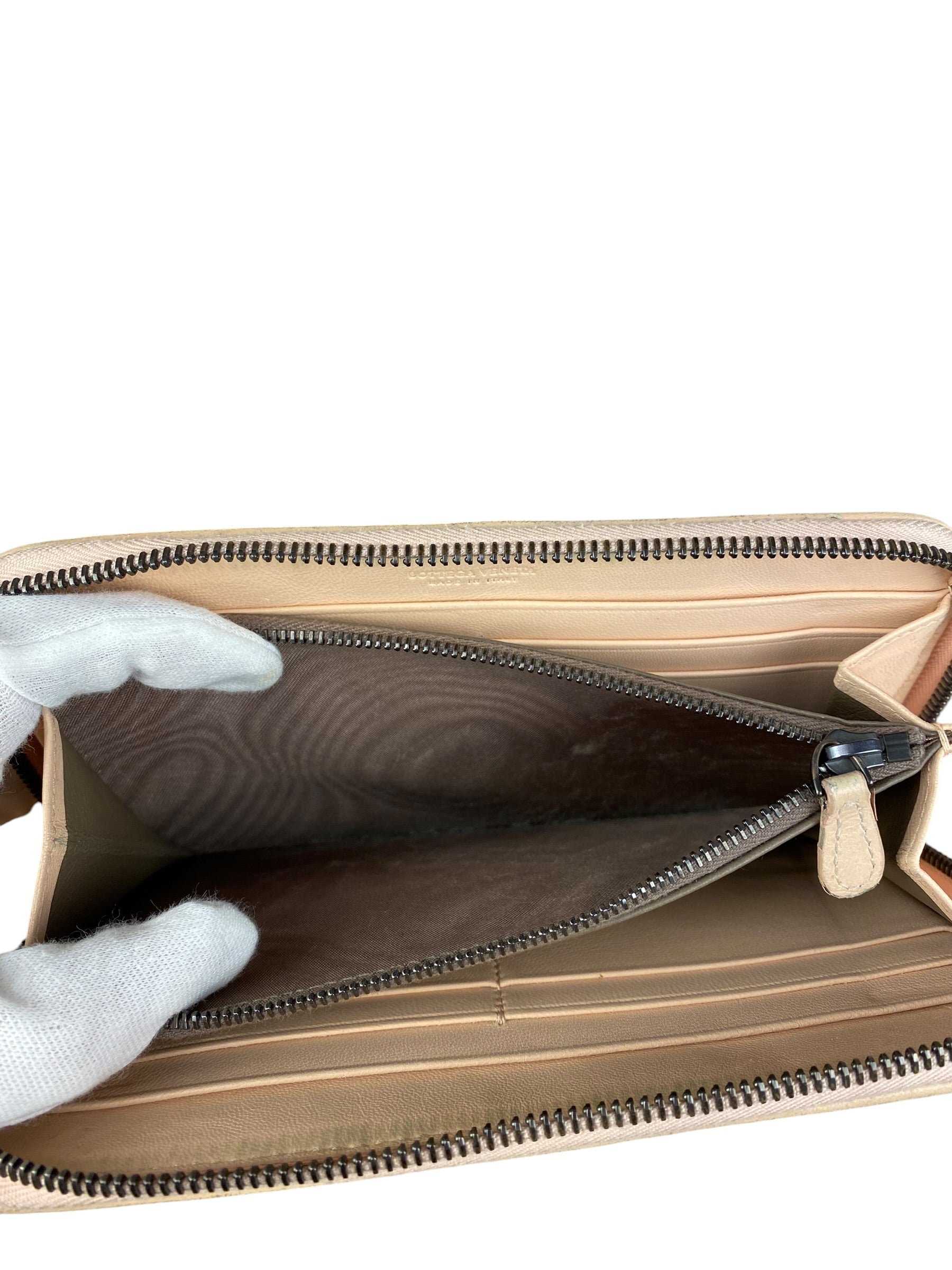 Bottega Veneta Pink Intreccio Snake Leather Long Wallet