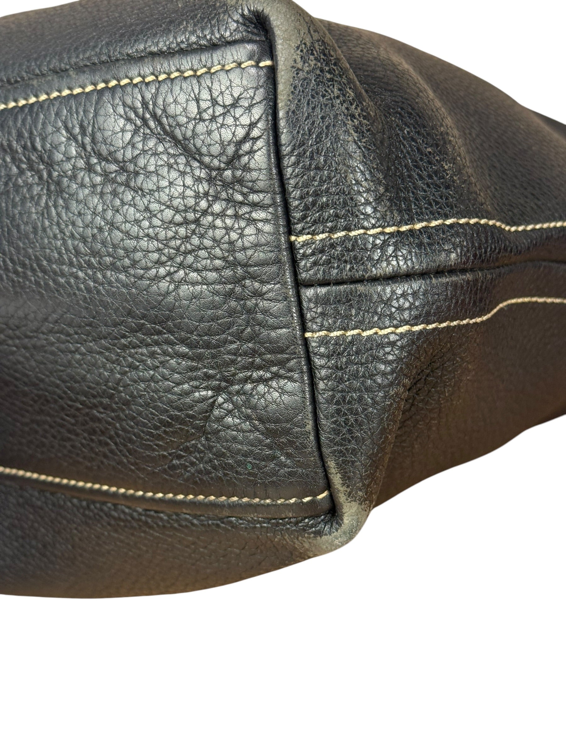 Prada Vintage Black Pebbled Leather Hobo Bag