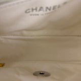 Chanel White Leather/Canvas Pearl Crossbody Flap 2003