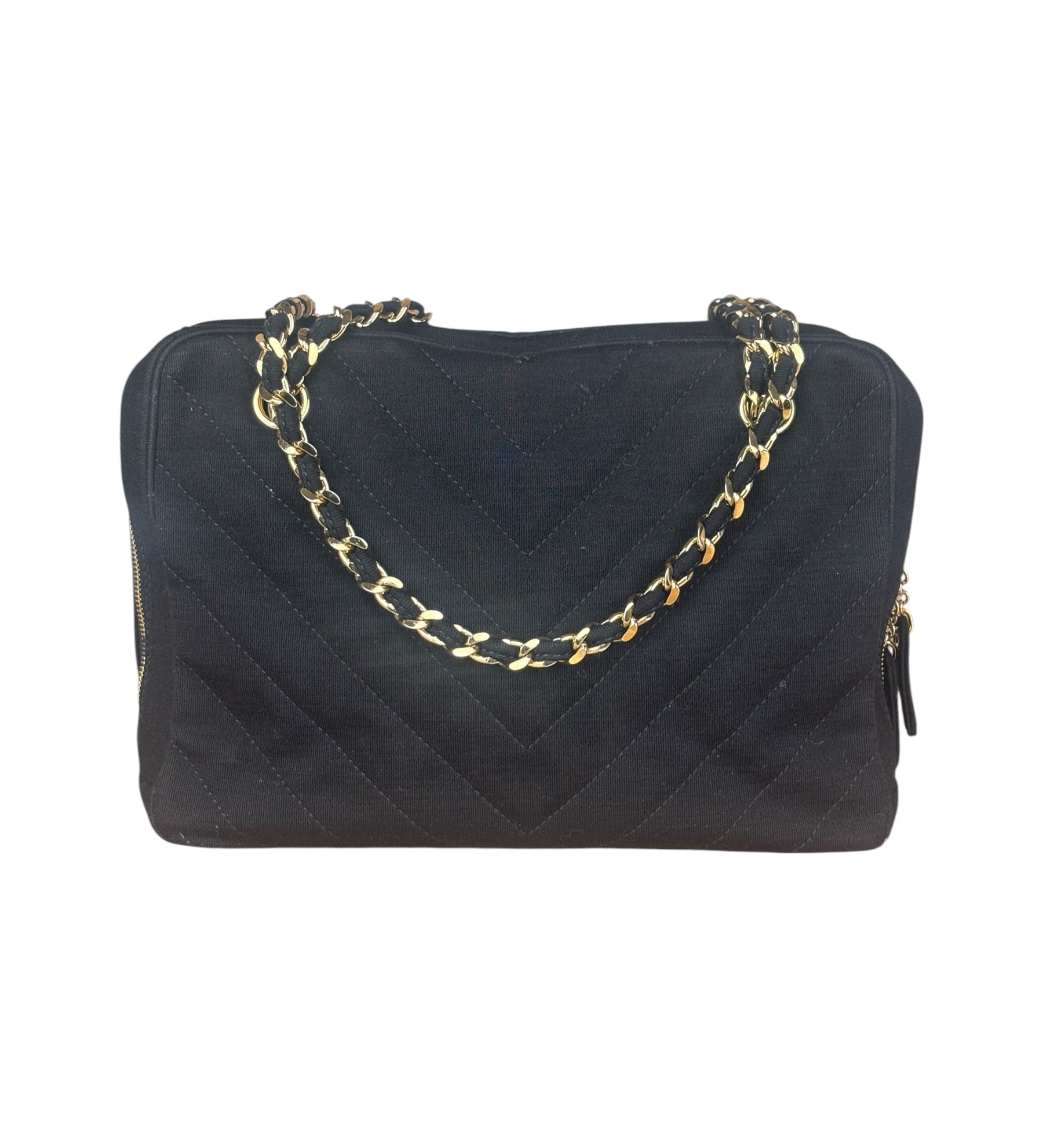 Chanel Jersey Chevron Quilted Shoulder Bag 2000